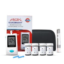 RGB Glucobuddy Glucometer AC 300 with 100 Glucometer Strips | RGB Sugar Checking Machine | US FDA Approved image 1