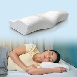 CareFoam Memory Foam Cervical Neck Pillow | 2 Years Warranty | Pain Relief Sleep, Improves Posture, Spinal Alignment, Neck Pain Relief | 19 x 12 x 4 Inch | White Jacquard Cover | Pack of 1 image 1