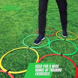 GISCO Plastic Agility Speed 18" Ring Ladder Set - Agility Footwork Training and Speed Hurdles Ladder, Fitness Equipment, Sports, Workout Home Gym, for Kids and Adults | Set of 12 Rings | Multicolour image 3