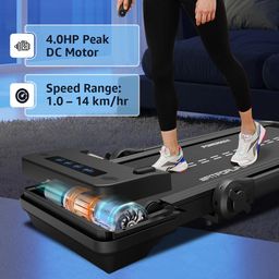 PowerMax Fitness JOGPAD-2 (4.0HP Peak) 2-in-1 Compact Foldable Treadmill for Home + Under Desk Walking Pad with Remote Controller, Slim Enough to be stored below Bed or Sofa, Max user 120kg image 3