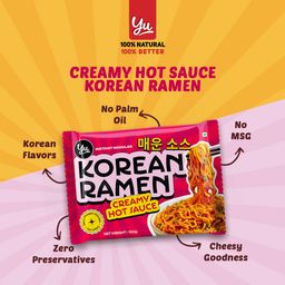 yu foodlabs Creamy Hot Sauce Korean Ramen - Zero Preservatives & No MSG - 100% Natural Ingredients & Veg - Instant Noodles Ready in 6 Mins - 100g - Yu image 2