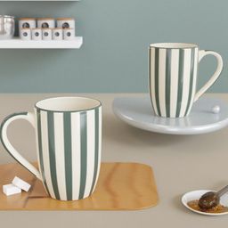 The Earth Store Grey Stripe Coffee Mug - 420ml Each Capacity, Microwave and Dishwasher Safe, Ceramic Coffee Mug for Every Occasion (Set of 2) image 4