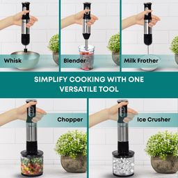 Libra 1200 Watts Electric Hand Blender Mixer for kitchen | Multipurpose Hand Blender with Milk Frother, Chopper, Whisker & Multipurpose Jar | Variable Speed and Turbo Function | 1 Year warranty image 2