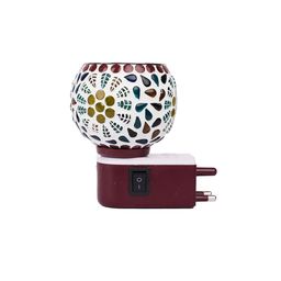 prathna Ceramic Aroma Diffuser | Kapoor Dani Cum Night Lamp Multi Functional Essential Oil Camphor Burner For Fragrance With Switch On/Off Button For Heating Dn_17(Round) image 1