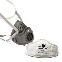 The Mask Lab- 3200 Dust Mask with Pack of 10 Filters for protection against Dust and Pollution. For industrial grinding, sanding, mining, cement industries image 1