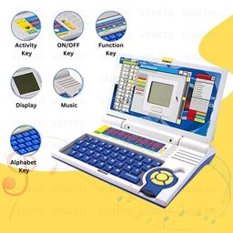 VEBETO Educational Laptop for Kids (1 Year Warranty) w/ Mouse Games 20 Fun Computer Activity Learning Toy for 2 3 4 5 Years Boys Girls Learn Letters Words Mathematics Music Logic Memory Tool, Blue image 3