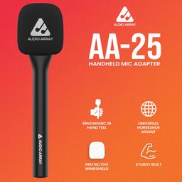 Audio Array AA-25 Handheld Microphone Interview Adapter for Wireless Lapel Microphones | Supports, Rode Go, DJI, Hollyland mics etc | Foam Cover with Built-in Cold Shoe Mount image 2