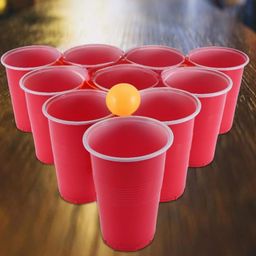 Tickles Pack of 24, Beer Pong Glasses with Free Ping Pong Balls Set, Easy Grip Reusable Drinking Party Cups for Iced Tea, Punch, Cocktail, Couple, Ladies Games (Color: Red Size: 475 ml) image 2