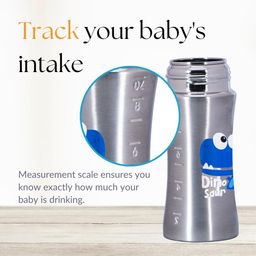 Adore Twilight 2 Stage Stainless Steel Spout and Weighted Straw Sipper with Twin Handle - Spill Proof Spout Sippy Cup with Ergonomic Design for Toddlers - 250ml (Dinosour) image 4