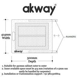 AKWAY Beechwood Wicker Basket With Partition Countertop For Modular Kitchen|Pull-Out Shelves For Onion,Potato(16.5 W(414Mm)X 20 L X 8H,Beige) Rectangular image 3
