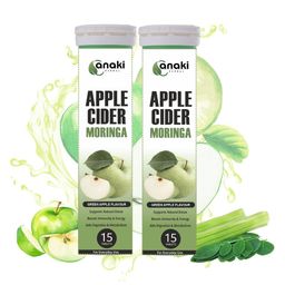 anaki herbal Anaki ACV Moringa Effervescent Tablets | Control Cravings I Apple Cider Vinegar, Cinnamon, Guggul I No Maltodextrin & No Added Sugar I Effervescent Tablets - Green Apple image 1