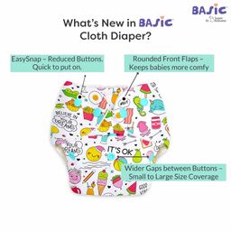 SuperBottoms BASIC EASY - Pack of 3 |3 Cloth Diapers+ 3 Inserts - Freesize Adjustable and Reusable Cloth Diaper for babies 0-3 Years | With quick drying prefold style soaker-Assorted image 2