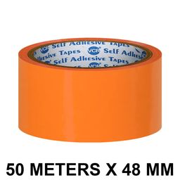 VCR Orange Color Tape - 50 Meters in Length - 48mm / 2" Width - 01 Roll Per Pack - BOPP Self Adhesive Tape for Arts and Craft use, Box Packing, Office and Home use image 2