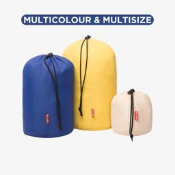 Adventure Worx Stuff Sacks (Pack of 3) | Polyester Multi-Purpose Drawstring Backpacks for Hiking, Travel & Gym | Available in Blue, Yellow and Cream image 2