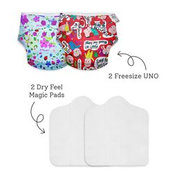 SuperBottoms Cloth Diapers for babies - Cloth Diaper Combo Pack of 2 Freesize UNO- New Version| Reusable Cloth Diapers for babies 0 to 3 years | With 2 organic cotton inserts/pads image 2