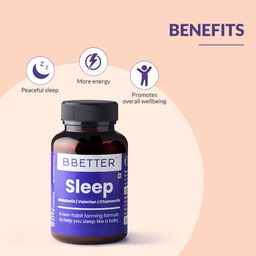 BBETTER Sleep Melatonin 10mg Sleeping Aid Pills with Valerian 100mg | Promotes Relaxation & Sleep, Helps Improve Sleep Quality -60 Tablets (Pack of 1) image 3