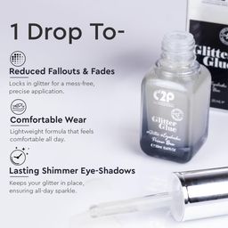 c2p professional makeup C2P Pro Glitter Glue For Eye Makeup - 20ml | Long-Lasting Shimmer Eye Shadows & Pigments | Quick-Drying, Strong Hold and Reduced Fallouts | Easy to Use and Safe for Skin image 2