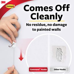 3M Command Pack 9 Hooks, Holds Upto 225Gms,Removable,Comes Off with No Paint Damage,Small Wire Wall Hooks, Reusable, Adhesive Plastic Hooks for Wall, Multi-Surface Damage Free Hooks (White, 9 Hooks) image 4