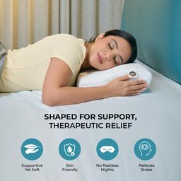 CareFoam Memory Foam Cervical Neck Pillow | 2 Years Warranty | Pain Relief Sleep, Improves Posture, Spinal Alignment, Neck Pain Relief | 19 x 12 x 4 Inch | White Jacquard Cover | Pack of 1 image 4