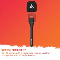 Audio Array AA-25 Handheld Microphone Interview Adapter for Wireless Lapel Microphones | Supports, Rode Go, DJI, Hollyland mics etc | Foam Cover with Built-in Cold Shoe Mount image 3