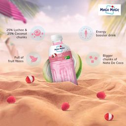 Mogu Mogu Combo Pack of Orange & Lychee with 25% NATA De Coco 320ML - (Pack of 6) image 4