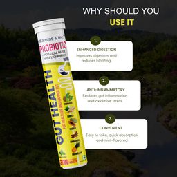 vitamins & me Gut Health Effervescent Tablets by Vitamins & Me|Probiotics + Digestive Enzymes Supplements|Helps Reduces Bloating & Acidity,Constipation | Ginger Triphala Liquorice |1B CFU Probiotics|40 Days image 3