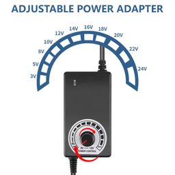 generic PGSA2Z 3-12V 2A Adjustable Speed AC to DC Power Adapter for LED Strip Lights – Universal Adjustable Voltage Switching Power Supply image 2