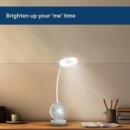 PHILIPS Anemo Rechargeable LED Table Lamp with Fan | 5W Bedside Dimmable LED Desklight with Gooseneck & 360 degree Flexibillity | 2200 mAh Battery with 2.5 hrs Backup image 5