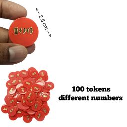 generic Token coins 100 different numbers use for tea shop,juice shop,hotel,hospital,bank and sequence all purpose using this token coins(piece of 100coins).(RED) image 3