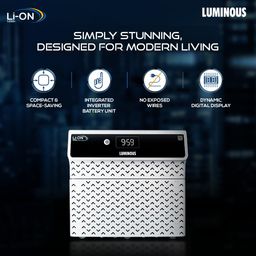 Luminous Li-On 1250 Pure Sine Wave Inverter for Home, Office & Shops | 1100/12.8V with Integrated Lithium-Ion Battery | 3X Fast Charging | LCD Display | Compact Design | 5+3 Years Warranty by Luminous image 2