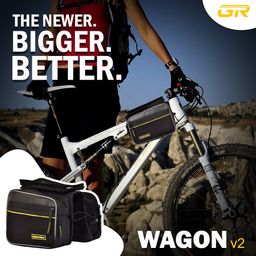 GR GOLDEN RIDERS | Wagon V2 | Polyester Bicycle Handlebar Frame Front Pannier Saddle Bag with Mobile Pouch Black image 5