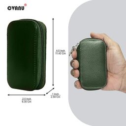 cvanu Leather Key Case Wallet Pouch Keychain Holder and 6 Hooks with Zipper Closure_cv image 5
