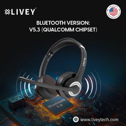 LIVEY 715BT Series Wireless Mic Noise Cancelling Multipoint Technology Multimedia Stereo Headset Optimized for Microsoft Teams and UC Compatible with iOS Android Mac Windows Devices (Black) image 4