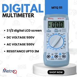 generic MetroQ Digital MultiMeter MTQ111-3 1/2 Digital LCD, 1999 Count Display, DC/AC Voltage, DC Current, Resistance image 3