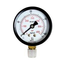 "Ji" Japsin Instrumentation Pressure Gauge, 2.5" Dial, Range 0-42 Kg/Cm2 with Dual Scale of 600 PSI, Direct Mounting Bottom Entry, Connection 1/4" BSP (M), MS Case & Brass Internals - Process control image 3