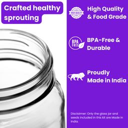 Gutbasket Sprouting Jar Kit with Broccoli Seeds – 1000ml Glass Jar + 100g Seeds | High-Germination, Non-GMO | Naturally Rich in Sulforaphane | Grow Fresh Sprouts at Home in 3–5 Days image 4
