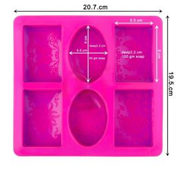generic Silicone Soap Mold | Multicolor 6 Cavity Rectangle,Oval Shape Soap Moulds for Soap Making | Soap Making Kit | Soap Base Mould for Soap Bar, Resin, Chocolate, Cheesecakes image 3