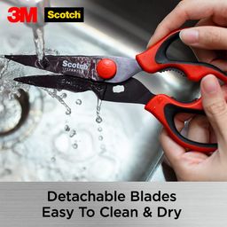 3M Scotch Titanium Kitchen Scissors | Anti-microbial, rust-free and detachable blades | Cuts through meat, soft bones | Nut-cracker | Scaling fish image 5