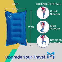 PM SQUARE Cotton Blend Inflatable Soft Portable Air Travel Pillow Pack of 3 With An Air Pump For Travelling In Train, Bus, Camping, Hostel And Office, Multicolor image 3