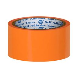 VCR Orange Color Tape - 50 Meters in Length - 48mm / 2" Width - 01 Roll Per Pack - BOPP Self Adhesive Tape for Arts and Craft use, Box Packing, Office and Home use image 1