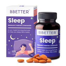 BBETTER Sleep Melatonin 10mg Sleeping Aid Pills with Valerian 100mg | Promotes Relaxation & Sleep, Helps Improve Sleep Quality -60 Tablets (Pack of 1) image 1