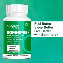 bioprex labs Somniprex Sleep Supplements | Sleeping I Adaptogens for Deep Sleep, Morning Energy | Non-Habit Forming | Deep, Relaxing, Undisturbed Sleep with Melatonin, Valerian Root, Chamomile, Lavender, Magnesium | Improves Mood | 30 Veg Capsules image 4