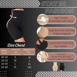 neska moda Women's Abdominal Shapewear Shorts with Adjustable Belly and Thigh Slimming High Waist Body Shaper with a Loop and Front hook-STK422 image 3
