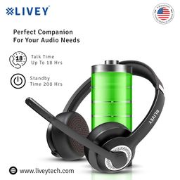 LIVEY 715BT Series Wireless Mic Noise Cancelling Multipoint Technology Multimedia Stereo Headset Optimized for Microsoft Teams and UC Compatible with iOS Android Mac Windows Devices (Black) image 2