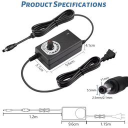 generic PGSA2Z 3-12V 2A Adjustable Speed AC to DC Power Adapter for LED Strip Lights – Universal Adjustable Voltage Switching Power Supply image 4