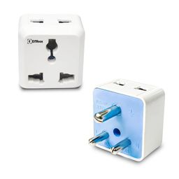 Embox 2 Pin Multi Plug Socket Type D Universal Adapter Compatible with US, UK, China Compact Plug Extension Socket and Converter for Computer Laptop Phone Camera, 6A Pack of 1 image 1
