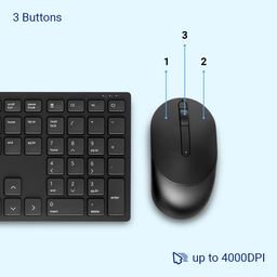 Dell KM5221W Wireless Combo - RF 2.4GHz Wireless Keyboard with 12 Programmable Keys and 3 Button Optical Mouse, Spill-Resistant Keys, up to 36 Month Battery Life, 3Y Advance Exchange Warranty - Black image 3