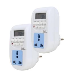 Blackt Electrotech BT41P (2-Pack) 230V Digital Programmable Timer Socket – 24x7 Energy Saving Electronic Plug-in Timer Switch for Appliances (White) image 1