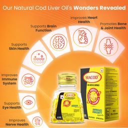 Seacod Cod Fish Liver Oil 100 softgel Capsules With Natural Omega 3, Natural EPA & DHA |Vitamin D & A | For Immune Health, Healthy Heart, Brain, Eyes, Joints & Muscles- Pack of 100 Capsules image 2