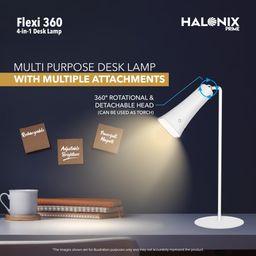 Halonix Prime 4-in-1 Flexi 360 Portable Desk Lamp | Multi Usage Study lamp| Detachable Head | Use as a Torch | Flashlight | Stick it Anywhere | Clip it Anywhere | Rechargeable Table lamp| image 2